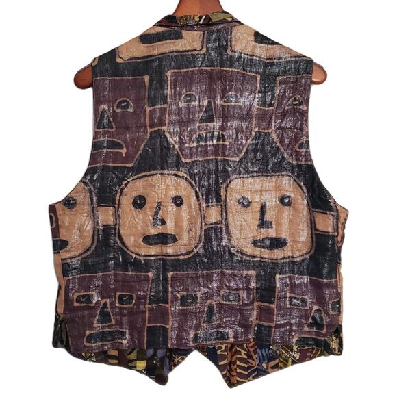 NADYA Art to Wear Reversible Patchwork Batik Vest M-L Whimsical. One Of A Kind - Picture 3 of 15